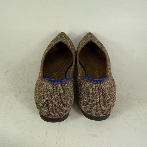 Rothy’s The Point Driftwood Spot Flats Women's 5 Brown Leopard Ballet Shoes - Picture 7 of 10